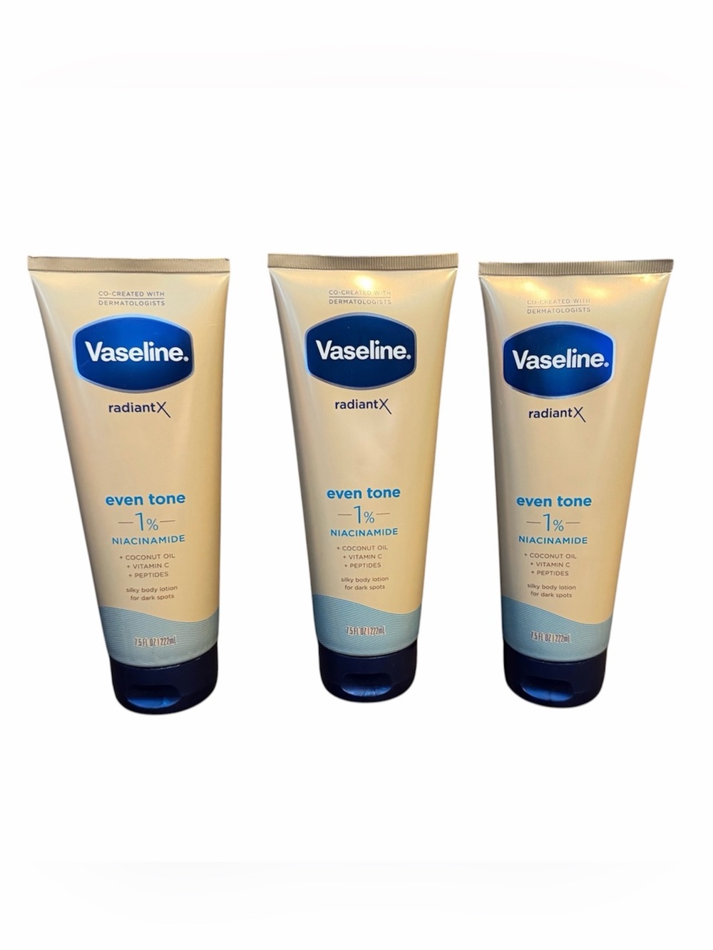 Vaseline Radiant X Even Tone Silky Body Lotion For Dark Spots 7.5 Fl Oz, 3 Each